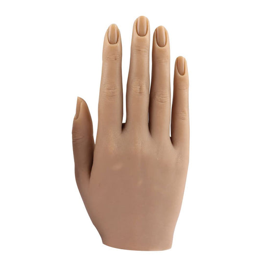 Nail Hand Practice Silicone Female Mannequin Life Size Hand as Sketch Nail Practice Hands Jewelry Ring Glove Watch Display with Nail 18cm (Right hand, Light brown)