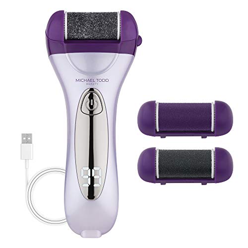 Michael Todd Beauty Pedimax – Skin Smoothing Pedicure Device - 3 Interchangeable Treatment Heads - for All Skin Types – Includes Coarse, Medium, and Fine File Heads, and USB Charging Cord