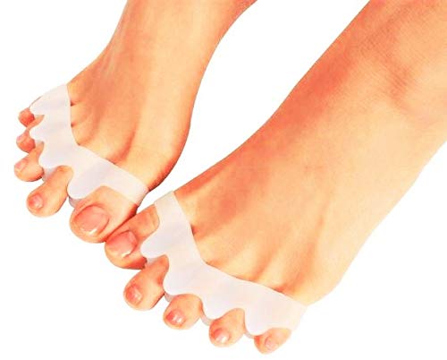 Silky Soft Gel Toe Separators/ Toe Spacers to Correct Toes/ Gentle Hammer Toe Straightener /Bunion Corrector and Foot Pain Relief/ Flexible Durable Toe Spreader for Yoga Foot Alignment (4 Pcs