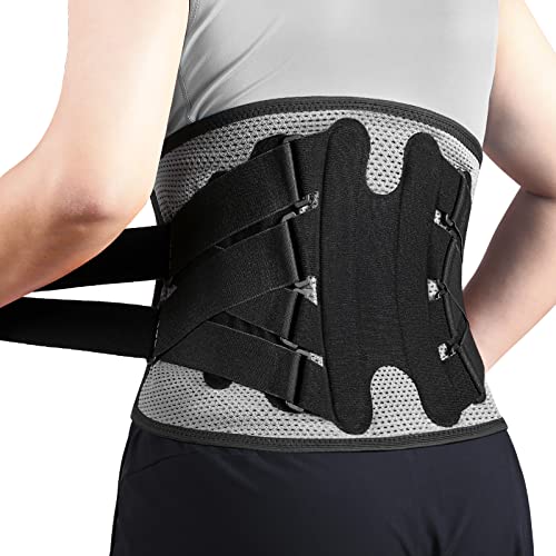 NEENCA Back Support Brace, Adjustable Lumbar Support for Pain Relief of Back/Lumbar/Waist, Waist Wrap with Spring Stabilizers for Injury, Herniated Disc,Sciatica, Scoliosis and more - FSA/HSA APPROVED