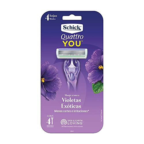 Schick Quattro You Exotic Violet Blooms Disposable Razor for Women, 4count (W300640400)