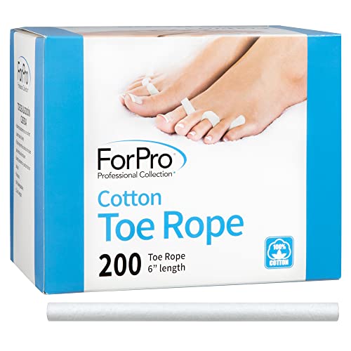 ForPro Cotton Toe Rope, Pedicure Toe Separator, Lint-Free, Biodegradable Cotton, 6” L, 200-Count