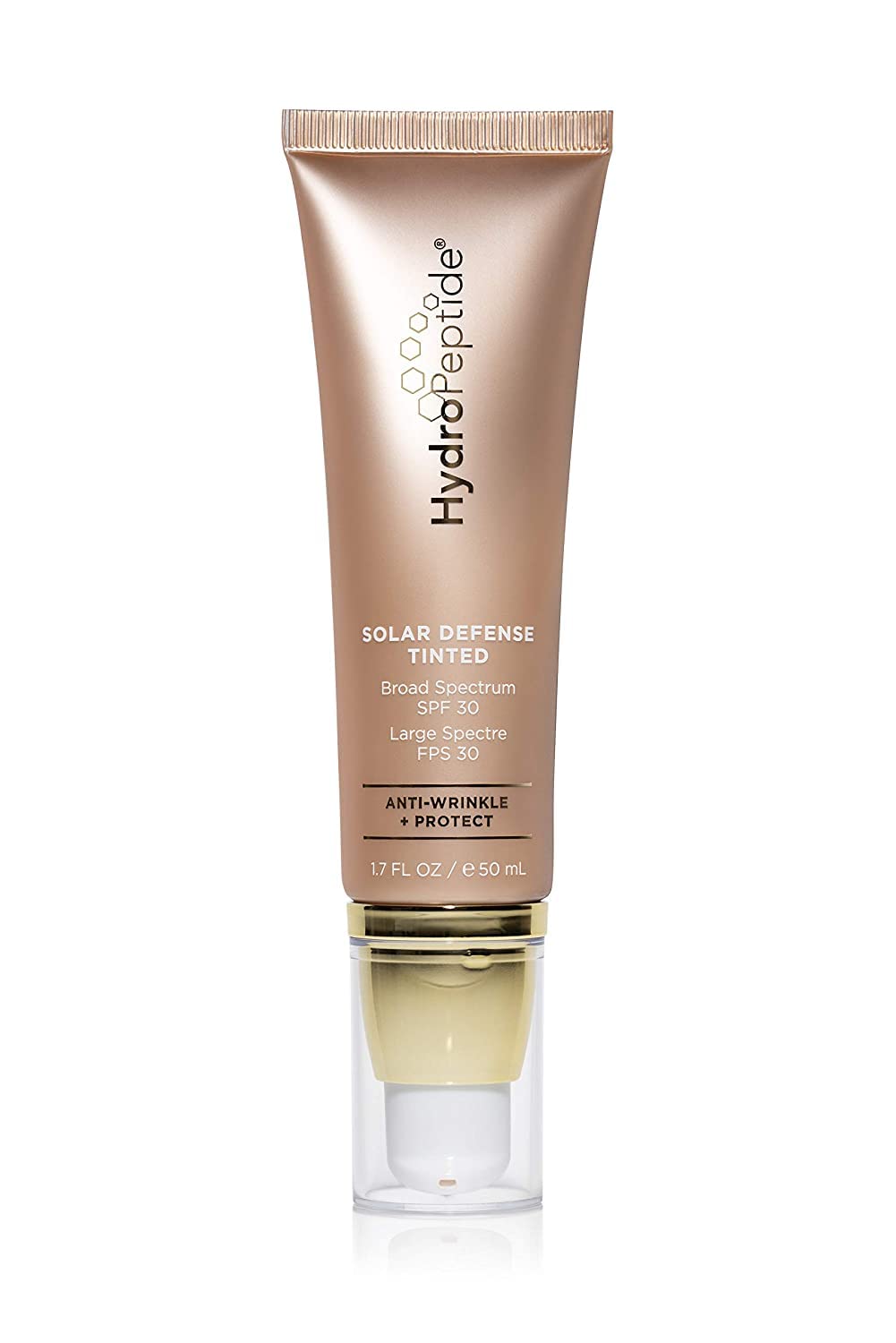 HydroPeptide Solar Defense Face Sunscreen, SPF 30 Broad Spectrum, Tinted BB Cream, Moisturizing Antioxidant, Reef-Safe,1.7 Ounce