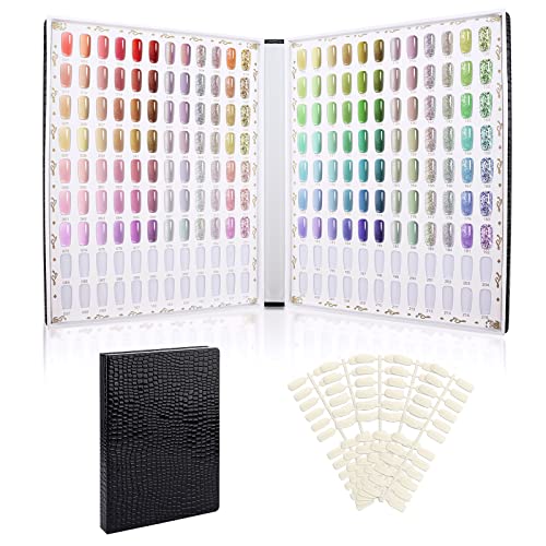 Segbeauty 216 Nail Colors Display Book, Nail Gel Polish Organizer Display Chart with 240 False Nail Tips, Professional Salon Nail Art Booklet Nail Swatch Stick Nail Supplies Samples Color Swatches