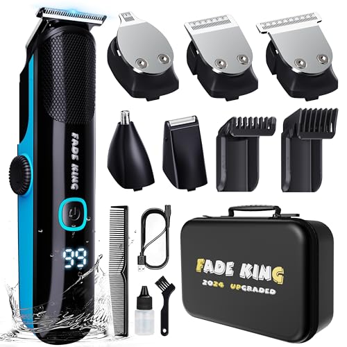 FADEKING® All in One Beard Trimmer with Adjustable Combs - Waterproof Trimmer for Men, Hair Clippers, Nose Trimmer, Electric Razor Shaver for Mustache Nose Body Face Grooming, Gifts for Men