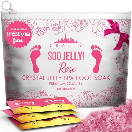 Crafts And The City SOO Jelly Pedicure Packs - Pedicure Foot Soak for Feet - Moisturizing Jelly Spa Pedi Soak - Foot Spa Bath Soak for Soaking - Pedicure Foot Gel to Relax Sore Feet (Damascus Rose)
