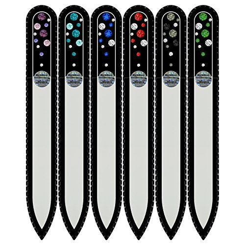 Mont Bleu Gift Set of 5 + 1 free Crystal Nail Files hand decorated with crystals - Handmade - Czech Tempered Glass