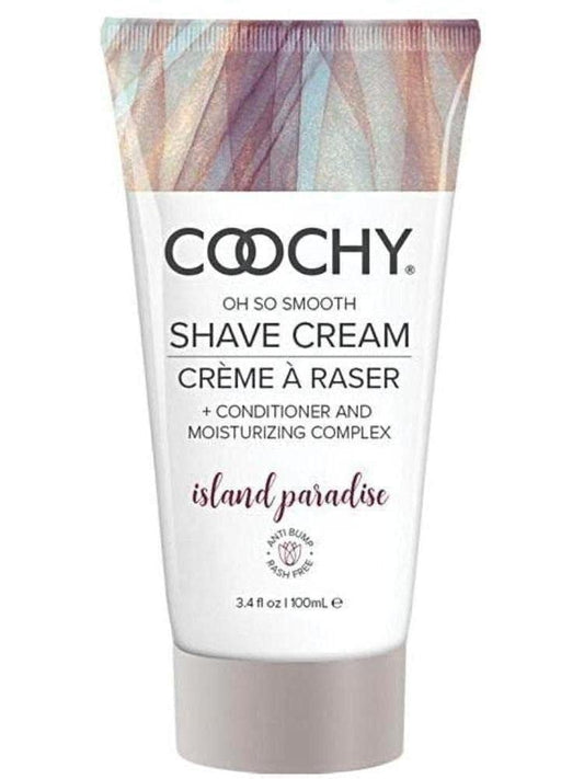 Coochy Rash-Free Shave Cream | Conditioner & Moisturizing Complex | Ideal for Sensitive Skin, Anti-Bump | Made w/Jojoba Oil, Safe to Use on Body & Face | Island Paradise 3.4floz/ 100mL