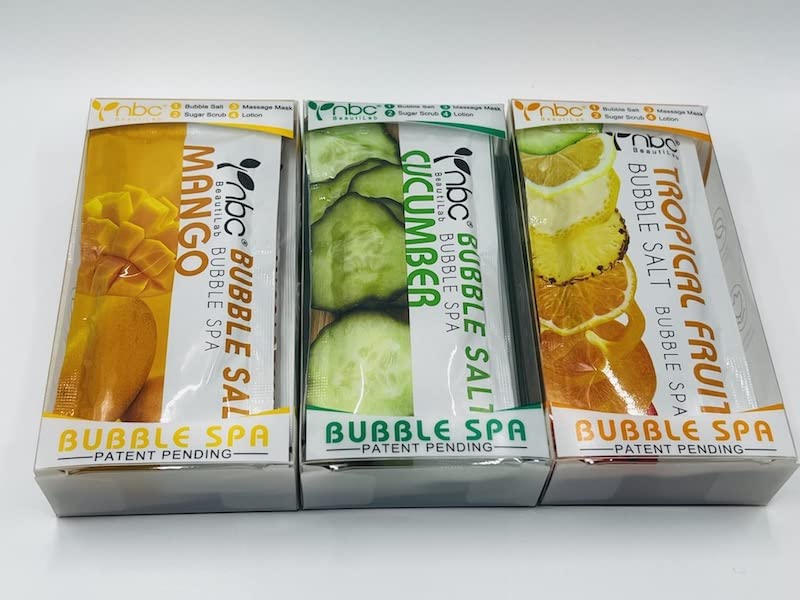 Foot Soak, Foot Spa Pedicure Set With Bath Salt, Foot Cream, Foot Scrub, Exfoliating Foot Care In a Box 4 Step Spa Pedicure Kit For Dry cracked Feet, 3 Set (mango, cucumber, tropical)