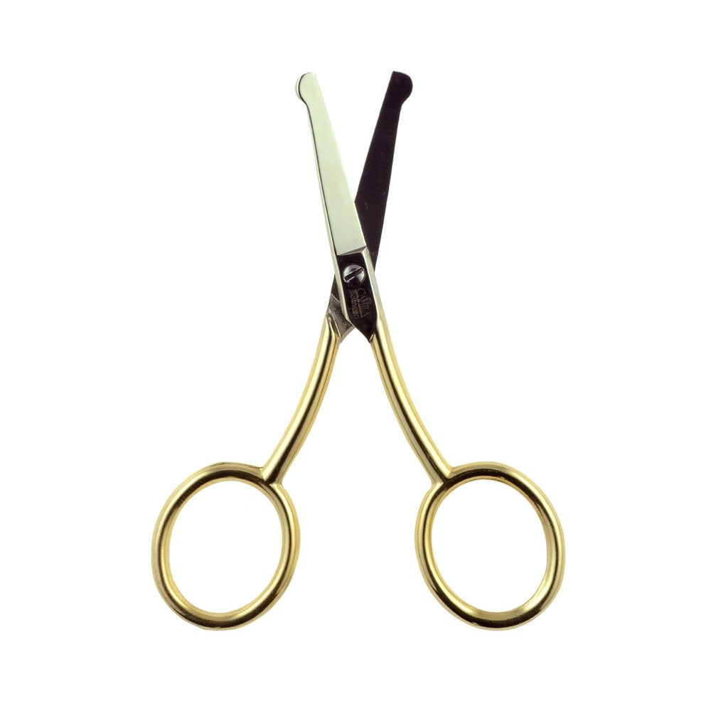 Camila Solingen CS06 Professional Hypoallergenic Gold Plated Rounded Safety Tip Scissors for Facial, Body & Nostril Hair. for Men Women & Kids. Made of Durable Stainless Steel in Solingen, Germany
