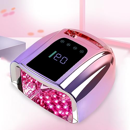 BOMOQING 96W Rechargeable UV LED Nail Lamp,Portable Cordless UV Light for Nails with LCD Display Auto Sensor,4 Timer Setting and Smart Sensor Nail Dryer,Nail Cure Light with Removable Bottom(Colorful)