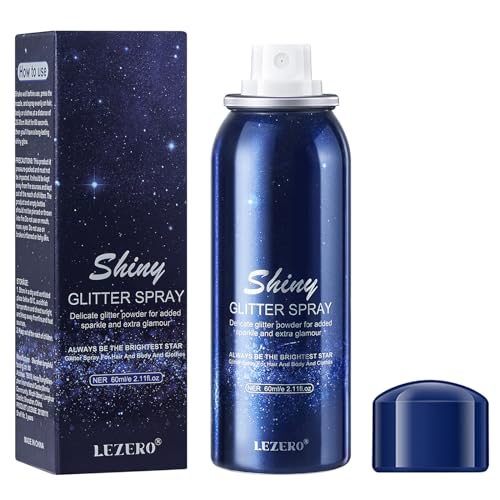 Temporary Body Glitter Spray, Body Shimmery Spray for Skin, Face, Hair, Clothing, Quick-Drying Waterproof Shiny Hairspray Face Highlighter Mist for St. Patrick's Day, Music Festival Rave, 2oz