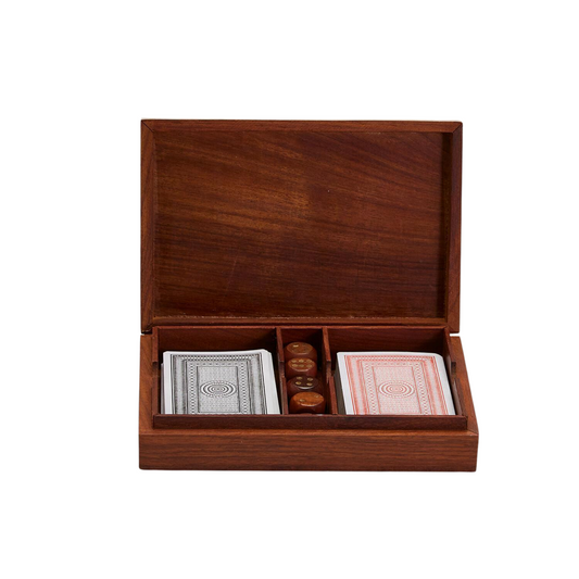 The Turf Club Cards and Dice Set in Hand-Crafted Wooden Box