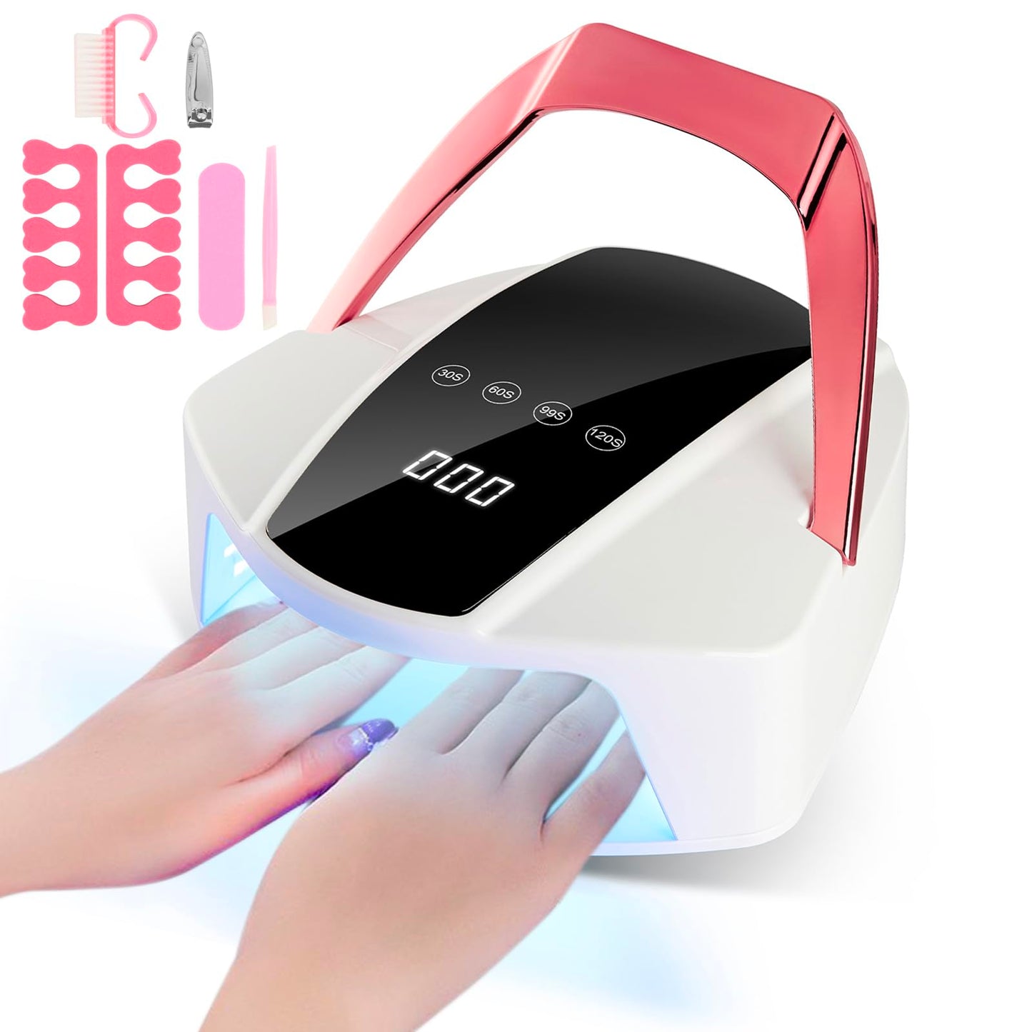 Cordless UV LED Nail Lamp Rechargeable 96W Nail Polish Curing Lamp Portable UV Light Nail Dryer for Gel Polish Large Space Nail Art Lights Manicure Lamp with 4 Timer LCD Display Auto Sensor