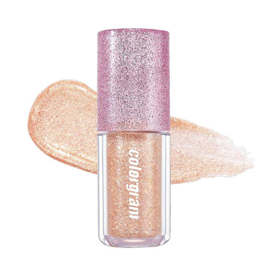COLORGRAM Milk Bling Shadow 12 Humming Coral | Pigmented liquid glitter eyeshadow, Long-lasting shimmer for daily and party makeup, Multi-dimensional sparkling metallic finish (0.11 fl.oz)