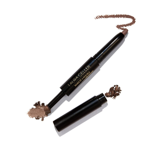 LAURA GELLER NEW YORK Make It A Double Dual-Ended Eyeshadow - Brandy - Cream Eyeshadow Stick + Matching Powder Eyeshadow - Crease-Proof & Smudge-Proof