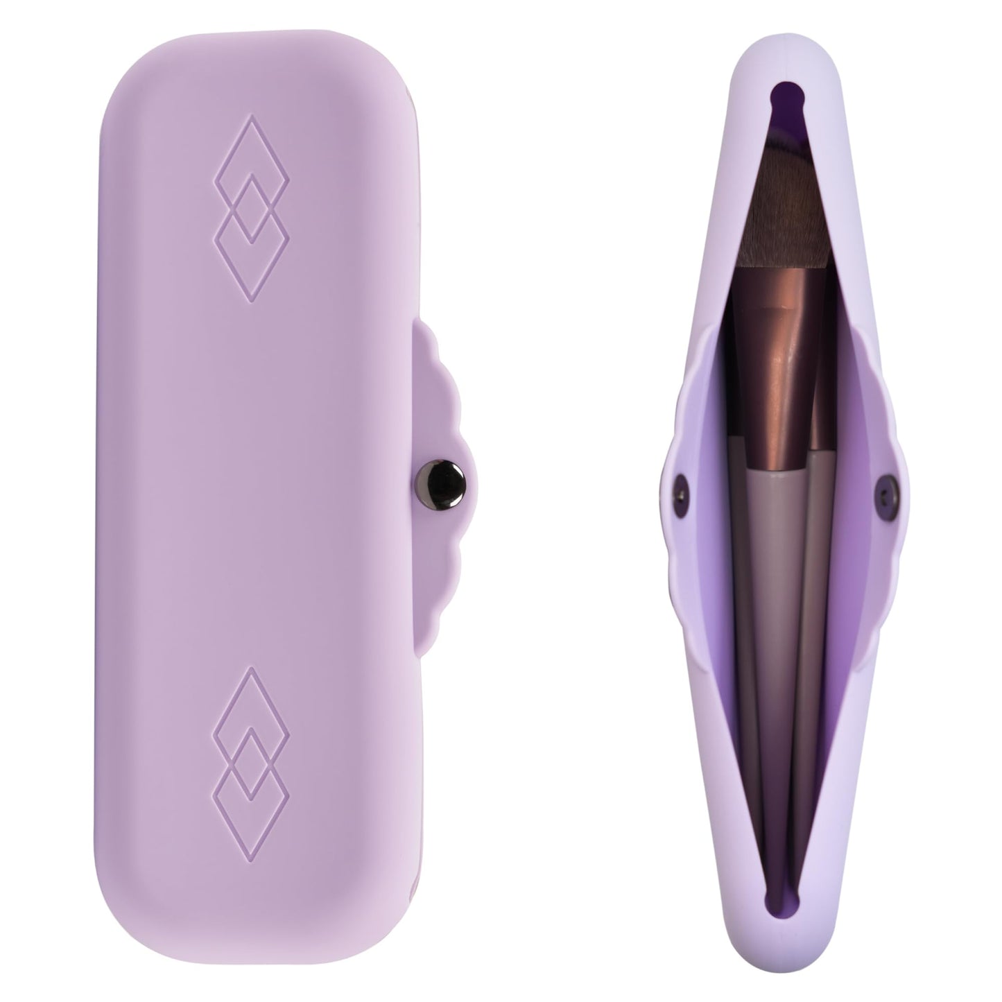 Silicone Makeup Brush Holder for Travel: Cosmetic Bags Case with Magnetic-Metal-Buttons, Makeup Pouch Case for Makeup Tools Storage