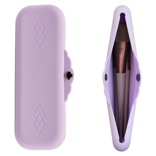 Silicone Makeup Brush Holder for Travel: Cosmetic Bags Case with Magnetic-Metal-Buttons, Makeup Pouch Case for Makeup Tools Storage