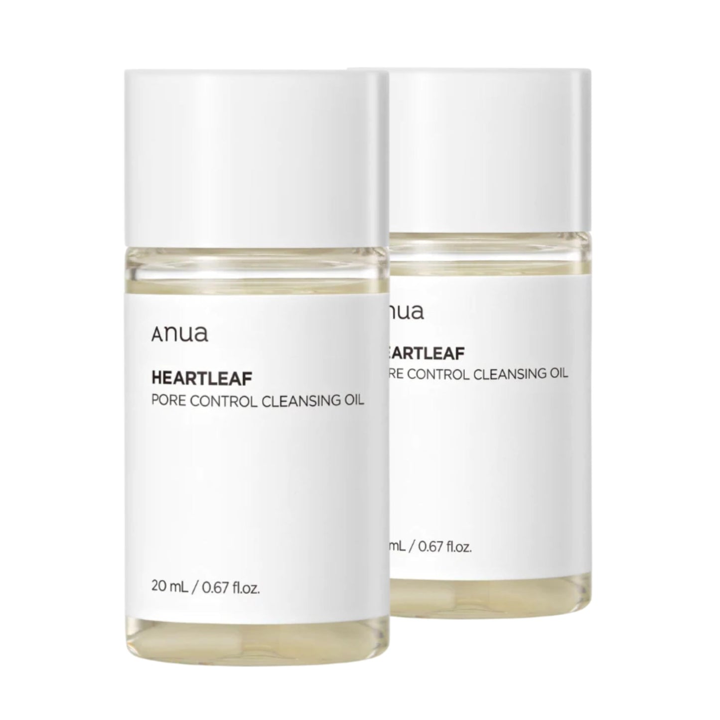 Anua Heartleaf Pore Control Cleansing Oil Blackheads Removal Travel Size 2-Pack 20 ml 0.67 fl oz Each Korean Skin Care Mini Facial Cleanser Makeup Gift for Beauty Routine
