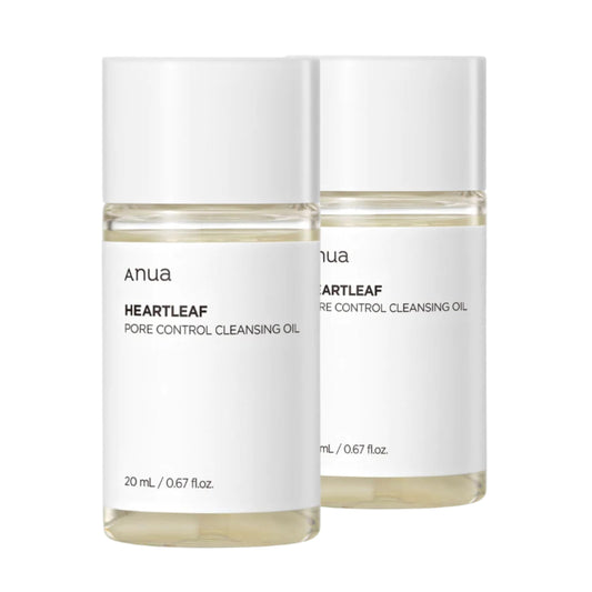 Anua Heartleaf Pore Control Cleansing Oil Blackheads Removal Travel Size 2-Pack 20 ml 0.67 fl oz Each Korean Skin Care Mini Facial Cleanser Makeup Gift for Beauty Routine