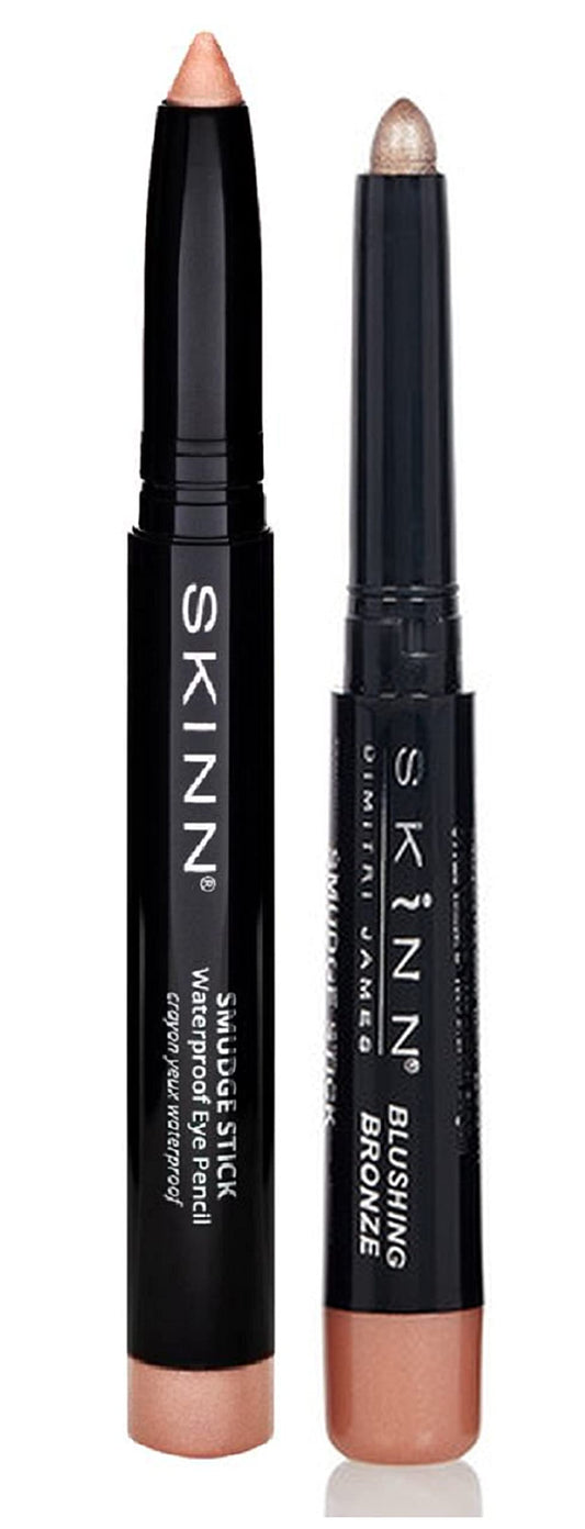 Skinn Cosmetics Smudge Stick for Eyes - Set of 2 Waterproof Eye Pencils - Moonlit & Blushing Bronze