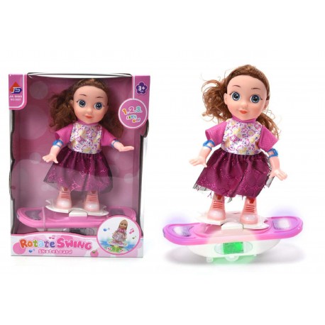 Wonderplay Spinning Doll on Skateboard with Music and Lights (3xAA)