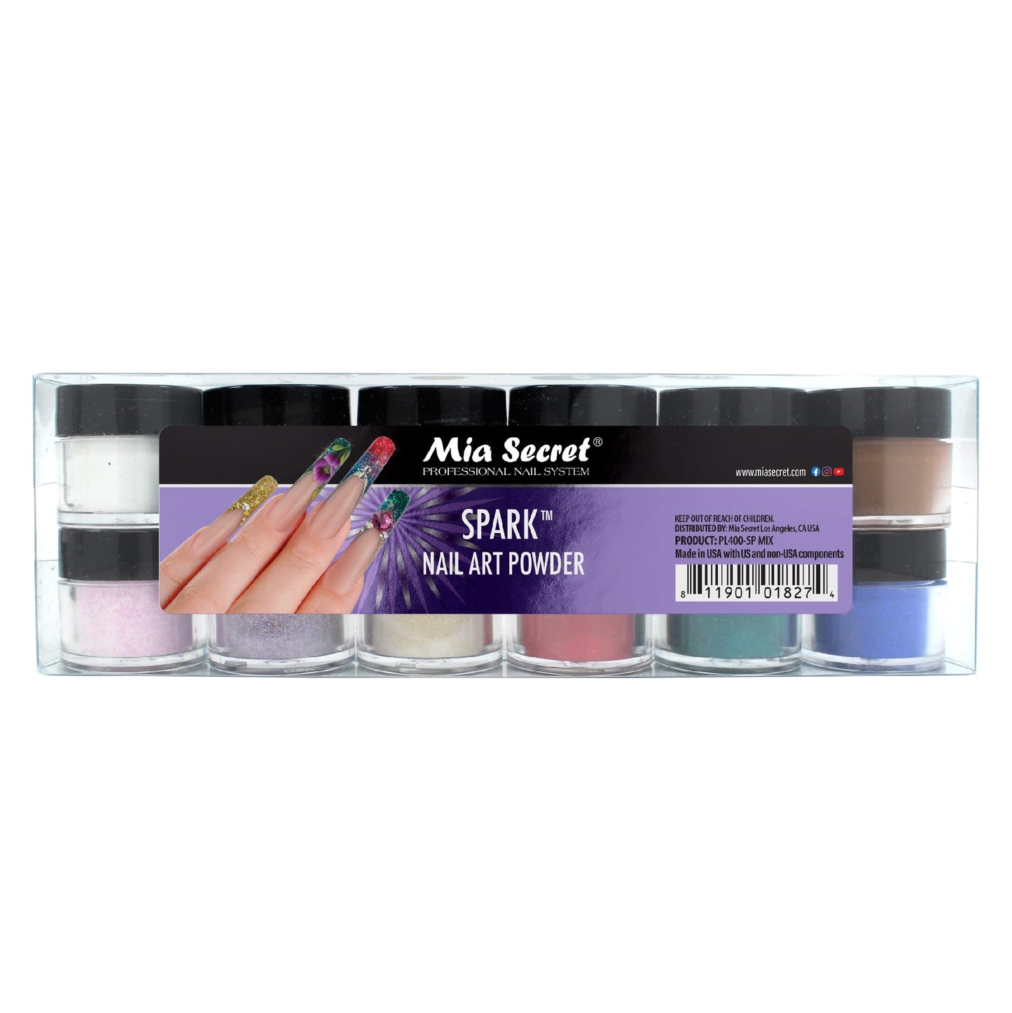 Mia Secret Nail Art Powder Collection 12 Colors Mix (Spark)