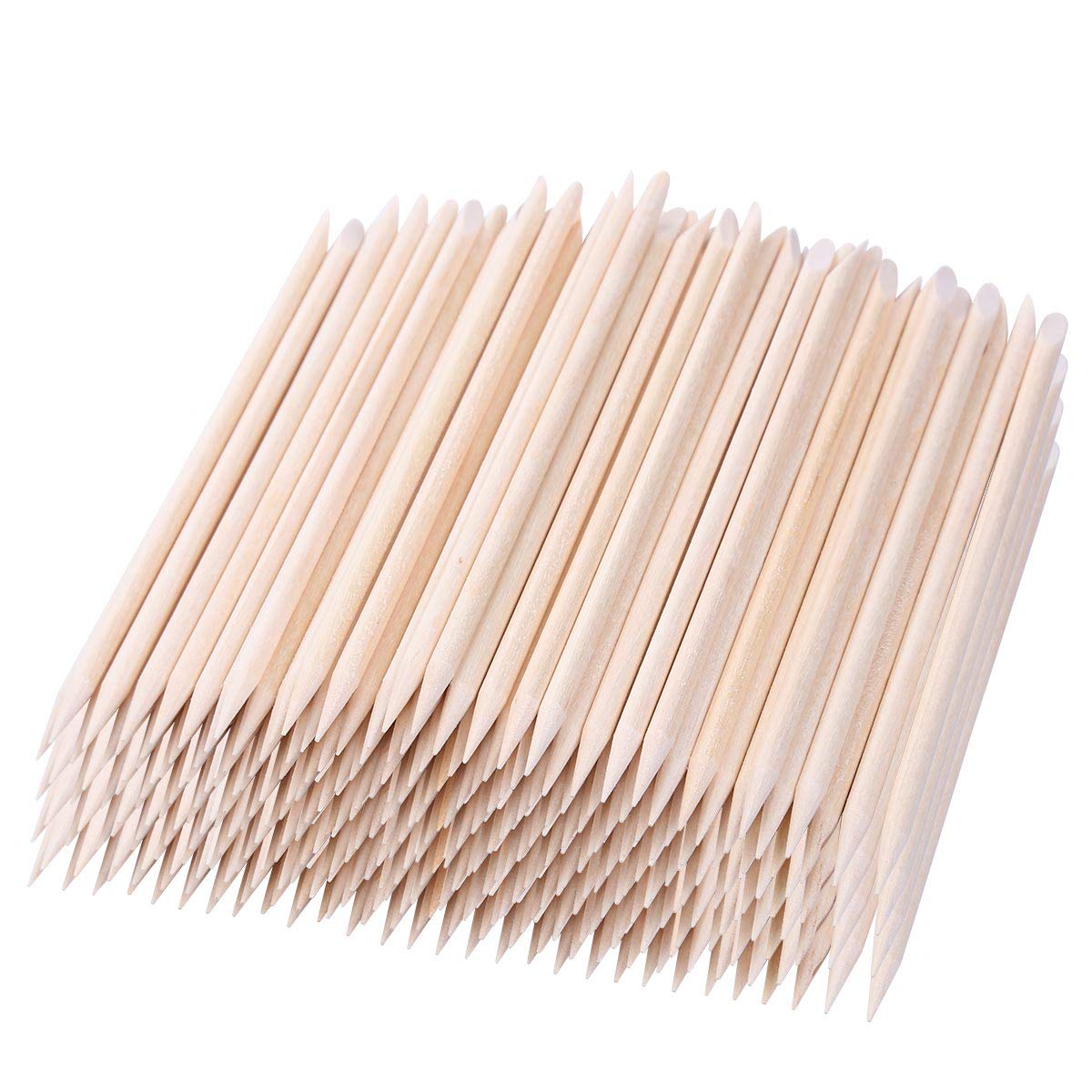 BTYMS 600 Pcs Orange Wood Stick Cuticle Pusher 4.5 Inch Double Sided Wooden Cuticle Remover Orange Sticks for Nails