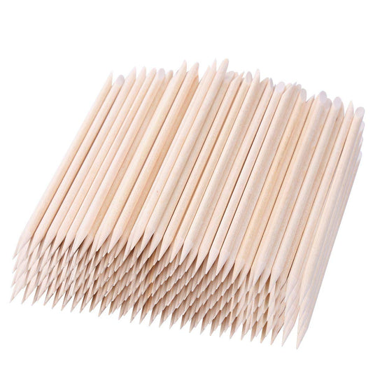 BTYMS 600 Pcs Orange Wood Stick Cuticle Pusher 4.5 Inch Double Sided Wooden Cuticle Remover Orange Sticks for Nails