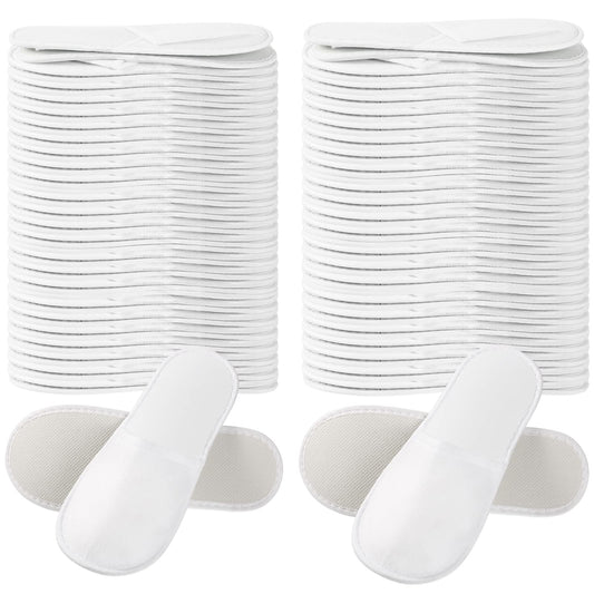 Hicarer 60 Pairs Disposable Slippers, White Non Slip Closed Toe Slippers Unisex Disposable Slippers for Men and Women, Hotel, Home, Guest, Spa, Travel, Massage, 2 Sizes
