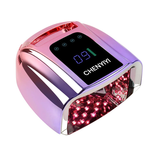 CHENYIYI 96W Rechargeable UV LED Nail Lamp, Portable Cordless UV Light for Nails with LCD Display Auto Sensor, Professional Nail Dryer for Gel Polish Light Curing Lamp for Salon (Purple)