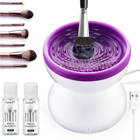 FANS·JY Makeup Brush Cleaner, Makeup Brush Cleaner Machine with 1.35 Fl Oz Make Up Brush Cleaner Cleanser for Makeup Brush, Makeup Sponge, Powder Puff, Mother's Day Gift for Her