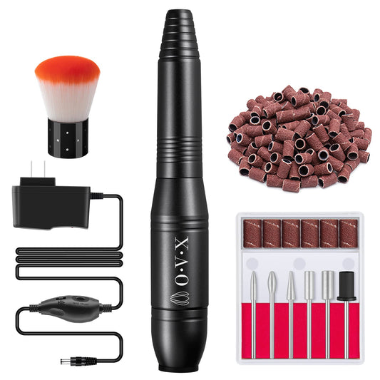 Nail Drill Kit Electric Nail File Portable Nail Drill Machine Professional Manicure Pedicure Set Polishing Shape Tools for Acrylic Gel Nails with Nail Drill Bits,Sanding Bands and Brush(Black)