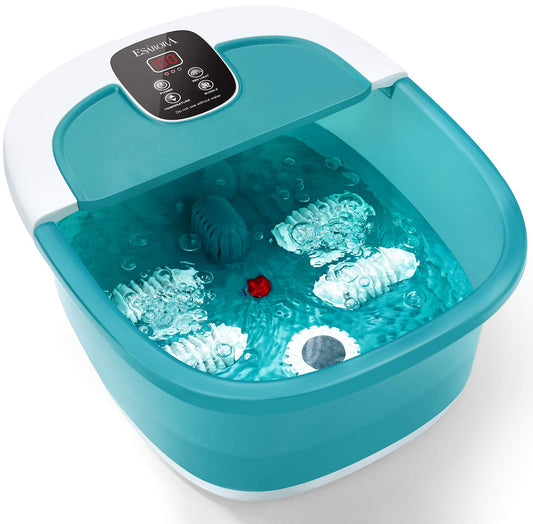 ESARORA Foot Spa Massager with Heat, Bubbles, Rollers - Soothes and Relaxes Tired Feet