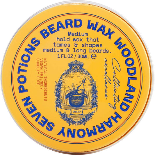 SEVEN POTIONS Beard Wax 1 oz. Natural Beard Styling Wax For Medium Hold. Shape And Nourish Your Beard While Looking Natural. Doesn't Make The Beard Stiff (Woodland Harmony)
