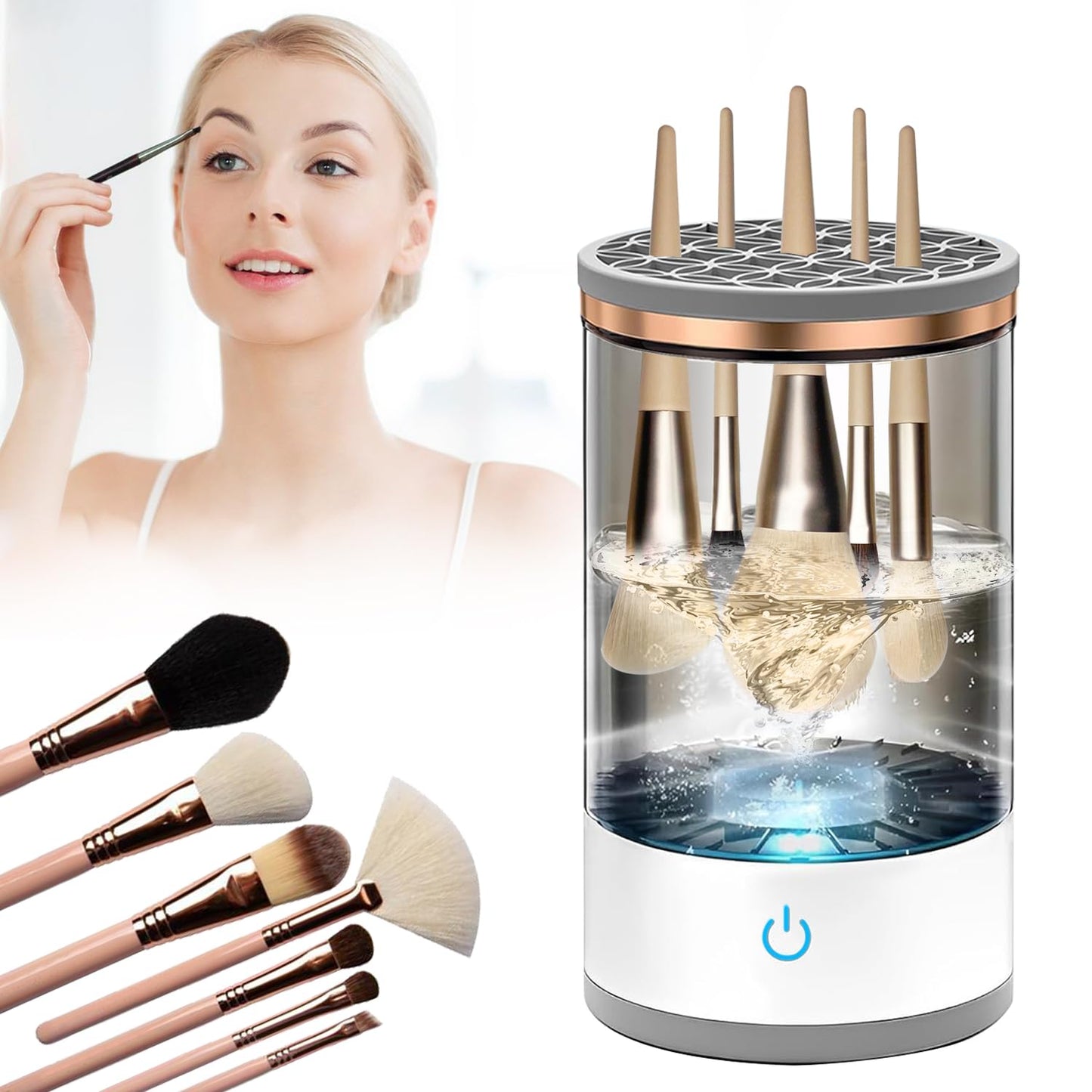 Electric Makeup Brush Cleaner, Makeup Brush Cleaner Machine with Brush Clean Mat, Automatic Make Up Brush Clean Tool for All Size Makeup Brushes, Valentines Day Gifts for Her