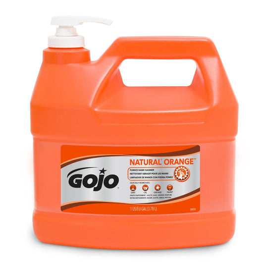 GOJO NATURAL ORANGE Pumice Hand Cleaner, 1 Gallon Quick Acting Lotion Hand Cleaner with Pumice Pump Bottle (Pack of 1) – 0955-02