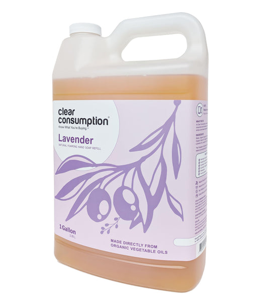 Clear Consumption All Natural Lavender Plant-Based Foaming Hand Soap Refill - Made Directly from Organic Vegetable Oils, 1 Gallon