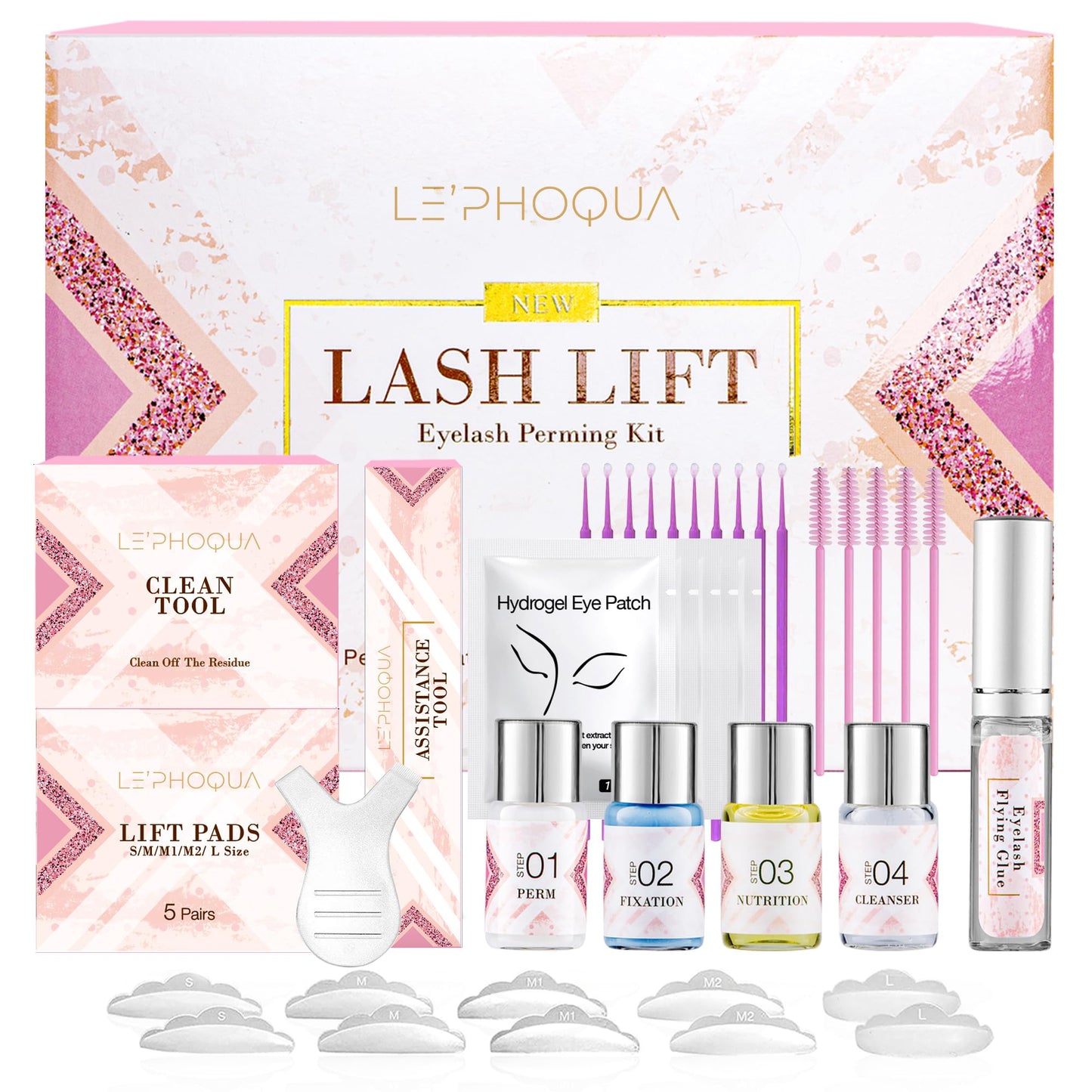 Lash Lift Kit, Eyelash Perm Kit, Professional Eyelash Lift Kit, Curling Lash Extension Set, Lash Curling, Semi-Permanent Curling Perming Wave Suitable for Salon