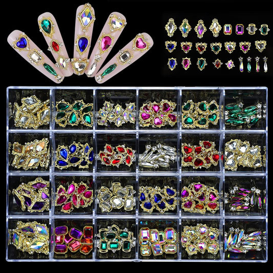 Nail Art Rhinestones Kit, Round Beads Flatback Crystals Multi Shapes Glass Crystal Rhinestones for Nail Art Makeup Face Decor Crafts Supply (240pcs Diamond)