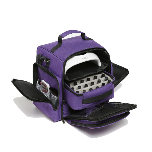 Hwbang Nail Polish Organizers Bags Holds 60 Bottles and a Nail Lamp Dryer Nail Polish Cases Bags with 2 Removable Bags for Nail Tools(Patent Pending)(Purple)