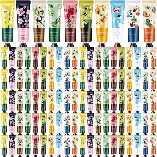 Dansib 120 Pack Hand Cream Mini Lotion Travel Hand Lotion Hand Cream Bulk Gift for Women, Scented Lotion Small Bulk Gifts for Dry Cracked Hands for Women Christmas Appreciation Gifts, 10 Styles