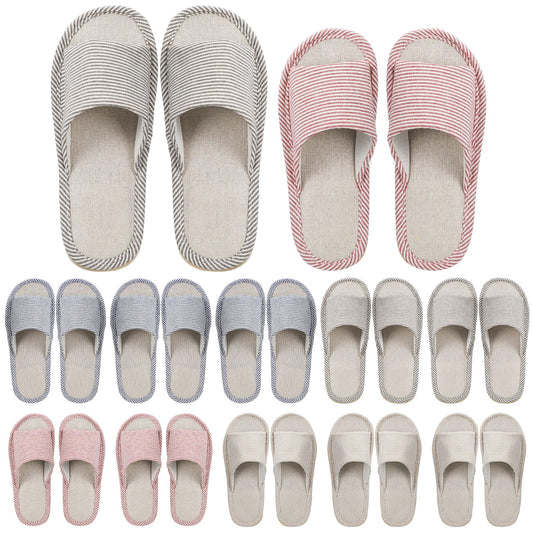 Suhine 12 Pairs House Slipper for Guests Open Toe Spa Slippers Non Slip Indoor Slippers Comfortable Breathable Home Slippers for Travel Guests Hotel Home Bedroom Unisex(Classic)