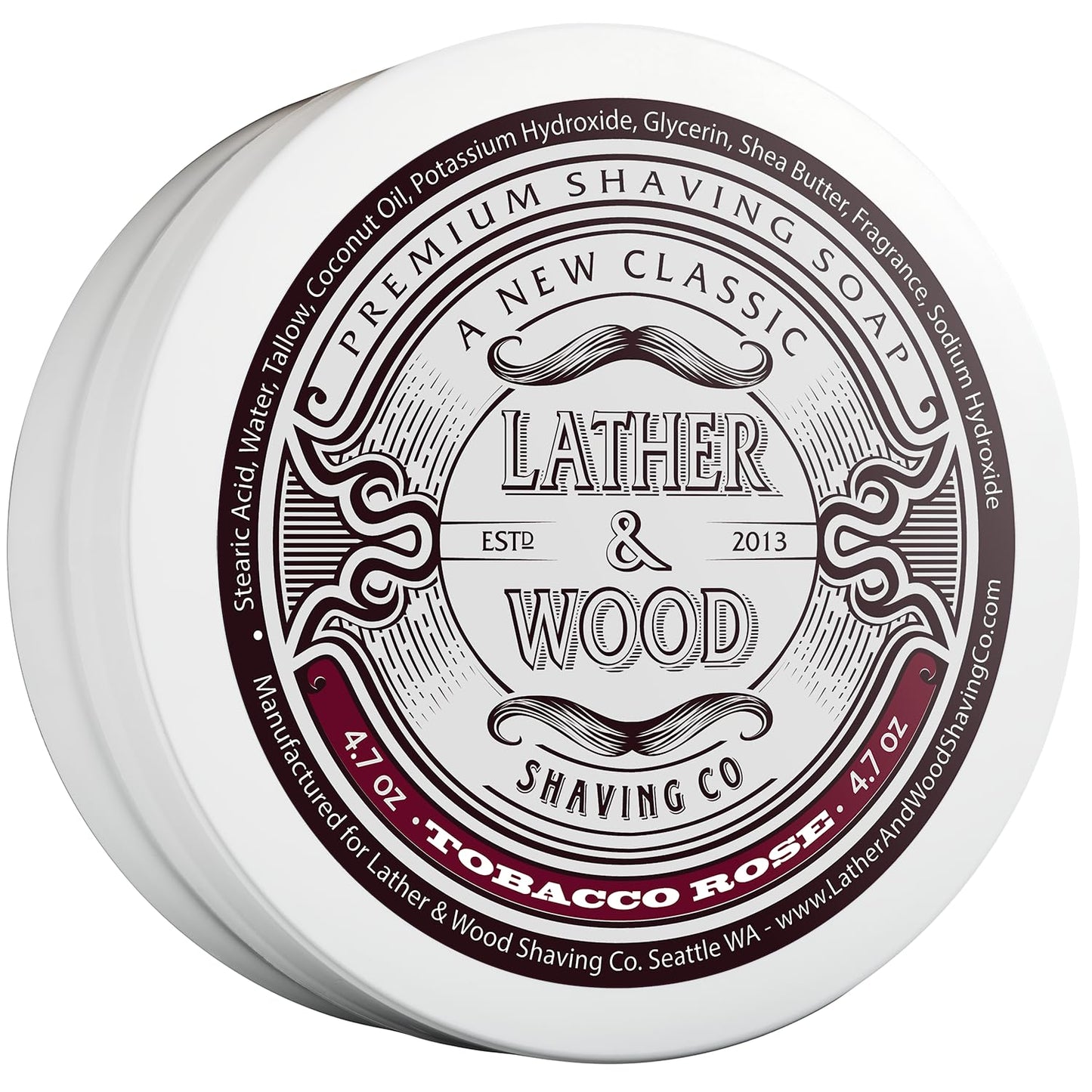 Lather & Wood Shaving Soap - Fresh and Floral Scent - 4.7 oz (Tobacco Rose)