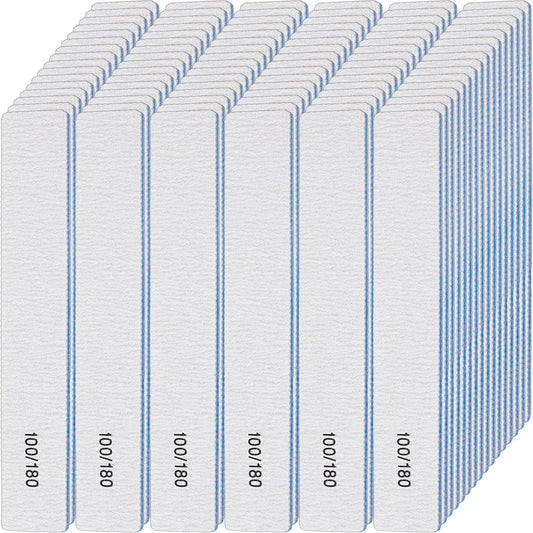 Lanties 200 Pcs 100/180 Grit Nail Files Professional Reusable Nail Files Double Sided Emery Boards for Acrylic and Gel Nails Washable Nail Styling File Manicure Tools for Beauty Salons and Home