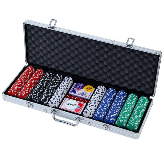 Poker Chip Set 500PC Chips TEXAS HOLD'EM Casino Gambling Dice Cards