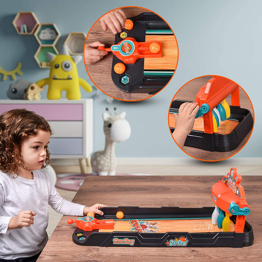 Mini Bowling Game Set Tabletop Practice Toy for Kids